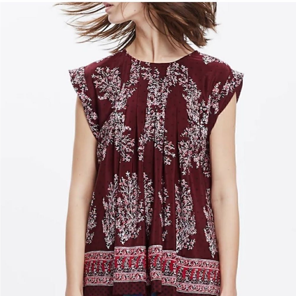MADEWELL Silk Garden Top in Lassi Flower Size XXS